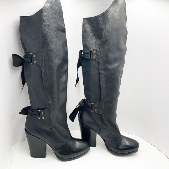 {Vanessa Bruno} Leather & Bows Over Knee Boots - Picture 8 of 16